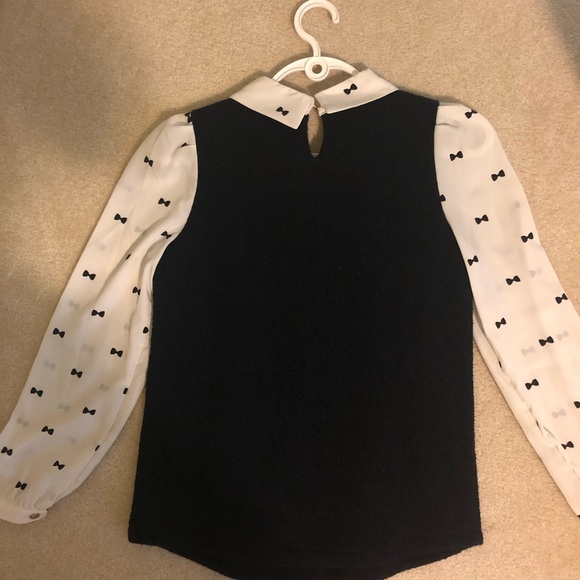 💜Long Sleeve With Bow Pattern, Collared Blouse - Picture 3 of 10